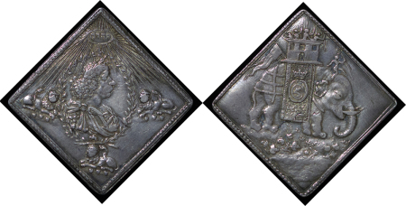 Denmark & Norway. Christian V AG 1/2 Specie Daler, Klippe. 1671. 