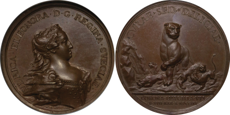 Sweden. Queen Ulrika Eleonora Æ Medallion. 1719. 