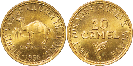 USA. Camel Cigarettes Brass advert token. 1956. 