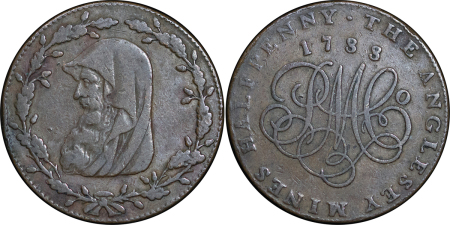 Great Britain, North Wales. Anglesey Parys Mines CU ½ Penny Token. 1788.