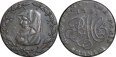 Great Britain, North Wales. Anglesey Parys Mines CU ½ Penny Token. 1791. 