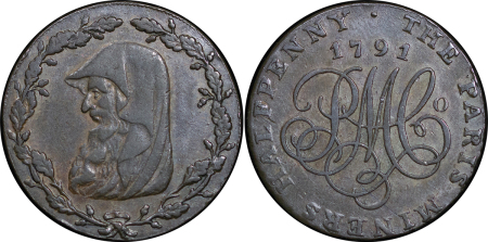 Great Britain, North Wales. Anglesey Parys Mines CU 1/2 Penny Token. 1791. 