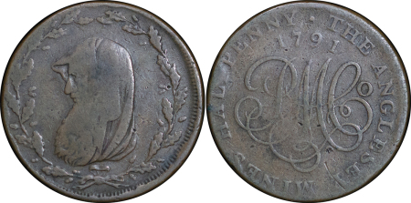 Great Britain, North Wales. Anglesey Parys Mines CU 1/2 Penny Token. 1791.