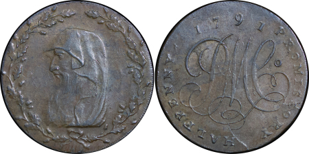 Great Britain, North Wales. Anglesey Parys Mines CU 1/2 Penny Token. 1791.