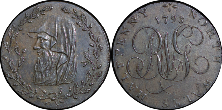 Great Britain, North Wales. Anglesey Parys Mines CU Halfpenny Token. 1793.