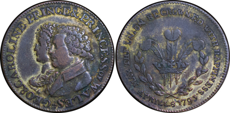 Great Britain, Wales. George & Caroline BR Medalet for Marriage. 1795. 