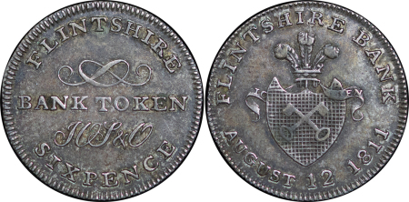 Great Britain, North Wales. Flintshire AR Sixpence Token. 1811. 
