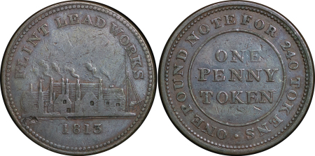 Great Britain, North Wales. Flint Lead Works CU Penny Token. 1813. 