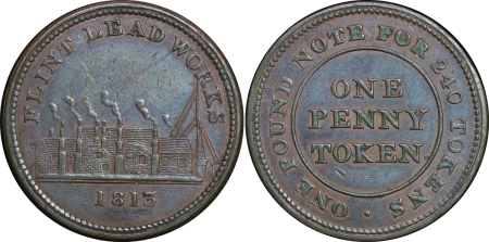 Great Britain, North Wales. Flint Lead Works CU Penny Token. 1813. 