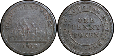 Great Britain, North Wales. Flint Lead Works CU Penny Token. 1813. 