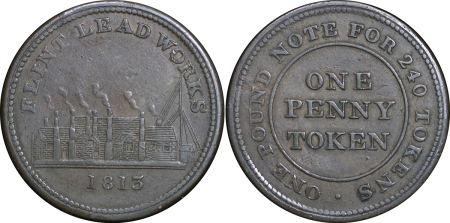 Great Britain, North Wales. Flint Lead Works CU Penny Token. 1813. 