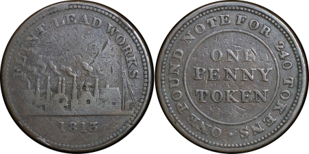 Great Britain, North Wales. Flint Lead Works CU Penny Token. 1813. 