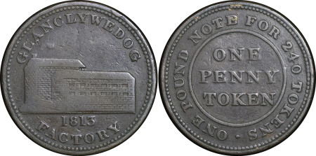Great Britain, Mid Wales. Montgomeryshire CU Glanclywedog Factory Penny Token. 1813. 