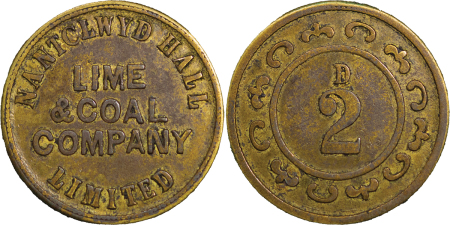 Great Britain, North Wales. Ruthin, Nantclwyd Lime and Coal Company BR Two Pence Token. 1867.