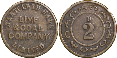 Great Britain, North Wales. Ruthin, Nantclwyd Lime and Coal Company BR Two Pence Token. 1867.