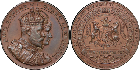 Great Britain, South Wales. Cardiff Æ Opening of Queen Alexandra Docks Medallion. 1907. 