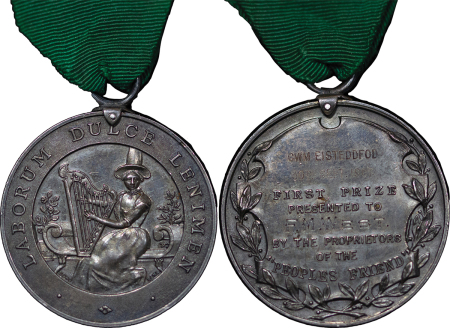 Great Britain, North Wales. Cwm, Dyserth AR Eisteddfod Medal. 1907.