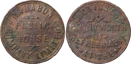 Great Britain, North Wales. Wrexham CU Rhuabon Public House Penny Token. Circa 1880-1910.