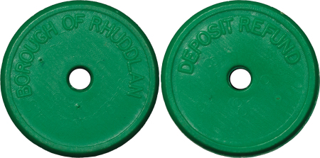 Great Britain, North Wales. Rhuddlan Borough Council PL Deposit Refund token. Circa 1960-1980.