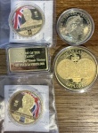 Great Britain & Overseas Territories. Elizabeth II lot of 5x Gold plated Nickel coins and medallions. 2000-2022.