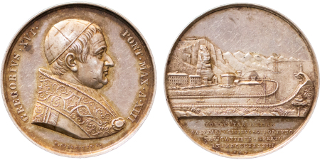 Italian States, Vatican City. Pope Gregory XVI AR Medallion. 1843.