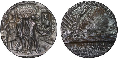 Great Britain & Germany. George V Æ Medallion, Sinking of The Lusitania. 1915. 