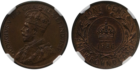 Canada, Newfoundland. George V CU 1 Cent. 1936.  