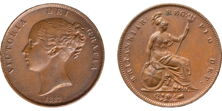 Great Britain. Victoria CU Penny. 1853. 
