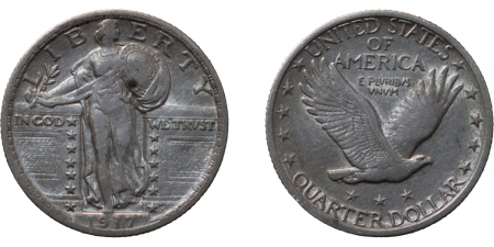 USA AR Standing Liberty Quarter Dollar. 1917. 