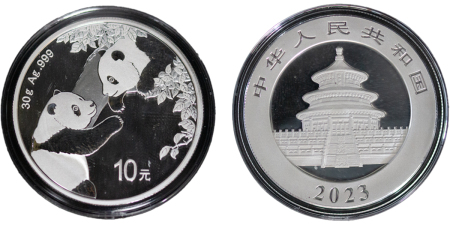China. Peoples Republic AR Proof 10 Yuan “Panda”. 2023.