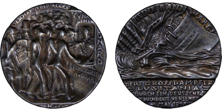 Great Britain & Germany. George V Æ Medallion, Sinking of The Lusitania.1915. 