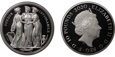 Great Britain. The Great Engravers AR Proof £10 “Three Graces" 2020.