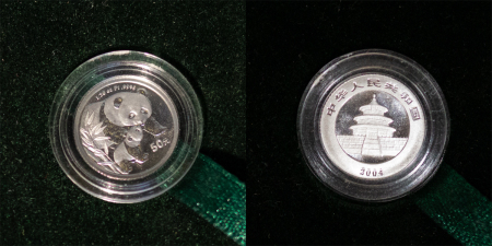 China. Peoples republic PT Proof 50 Yuan, “Panda" 1/20th Ounce. 2004. 