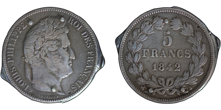France. Louis Philippe AR 5 Francs, Penknife. 1842.