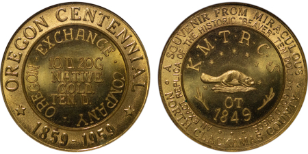 USA. Gilt Bronze Oregon Beaver “So Called Dollar”. 1959. 