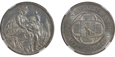 Switzerland. Schaffhausen AR Shooting Festival 5 Francs. 1865. 