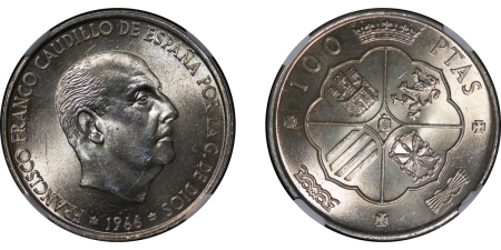 Spain. Fransisco Franco AR 100 Pesos. 1966(67). 