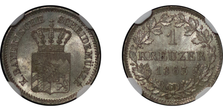 German States, Bavaria. Maximilian II AR 1 Kreuzer. 1863. 