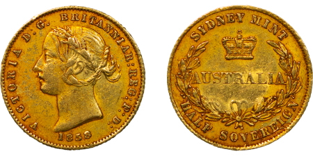 Australia, British Colonial. Victoria, Sydney Mint AU Half Sovereign. 1858. 