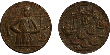 Great Britain. Admiral Vernon Pinchbeck Medal "Capture of Portobello & Fort Chargre". 1739. 
