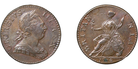 Great Britain. George III CU Halfpenny. 1774. 