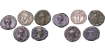 Roman. Lot of 5 AR Denarius of Marcus Aurelius, Hadrian & Antoninus Pius. 117-180AD.