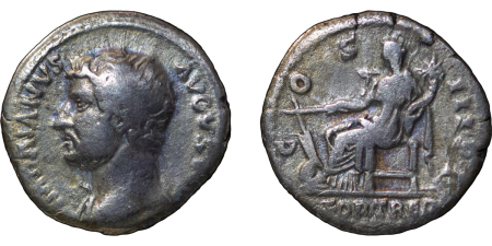 Roman. Hadrian AR Denarius. 117-188AD. 