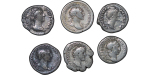 Roman Empire lot of 6 x AR Denarius. Various emporers, Faustina, A.Pius etc. 96-180AD.
