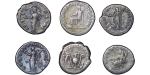 Roman Empire lot of 6 x AR Denarius. Various emporers, Faustina, A.Pius etc. 96-180AD.