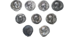 Roman Empire lot of 9 x AR denarius of Marcus Aurelius, Diva Faustina, Pius etc. 90-180AD.