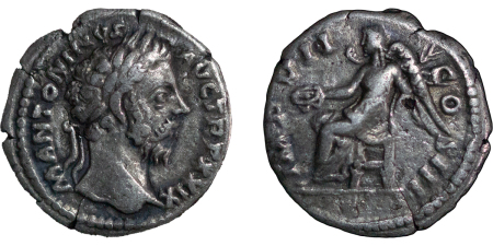 Roman. Marcus Aurelius AR Denarius. 174-175AD. 