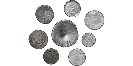 European & Ottoman mixed lot of 7 Hammered silver . Medieval.