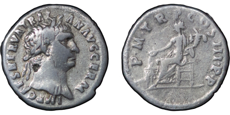 Roman Empire. Trajan AR Denarius "Germanicus". 100-102AD. 