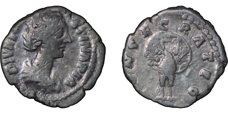 Roman Empire. Faustina II AR Denarius. 175-176AD. 